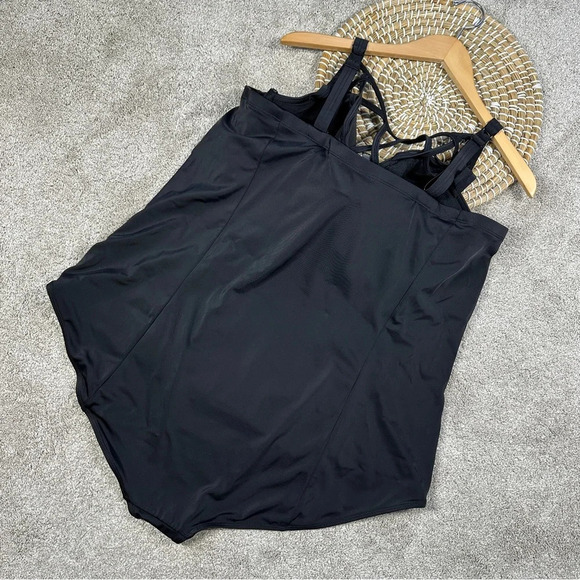 Torrid Underwire Cage Front One Piece Swimsuit in Deep Black Size 5X - Picture 7 of 15